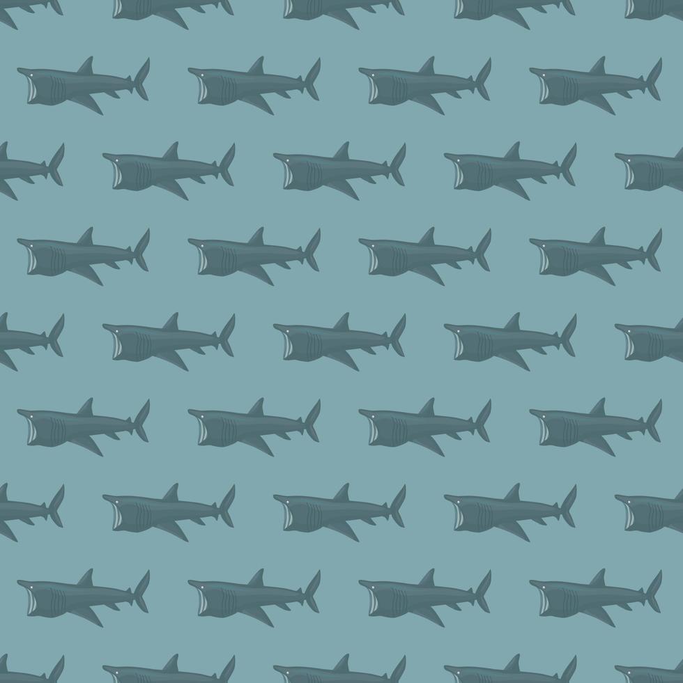 basking shark seamless mönster i skandinavisk stil. marina djur bakgrund. vektor illustration för barn rolig textil.