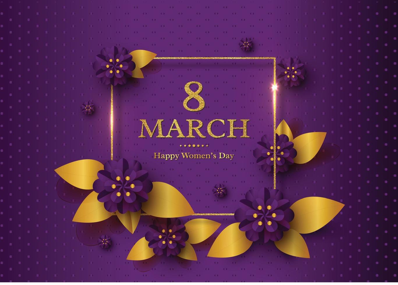 8 mars glad kvinnodag med lila bakgrund vektor