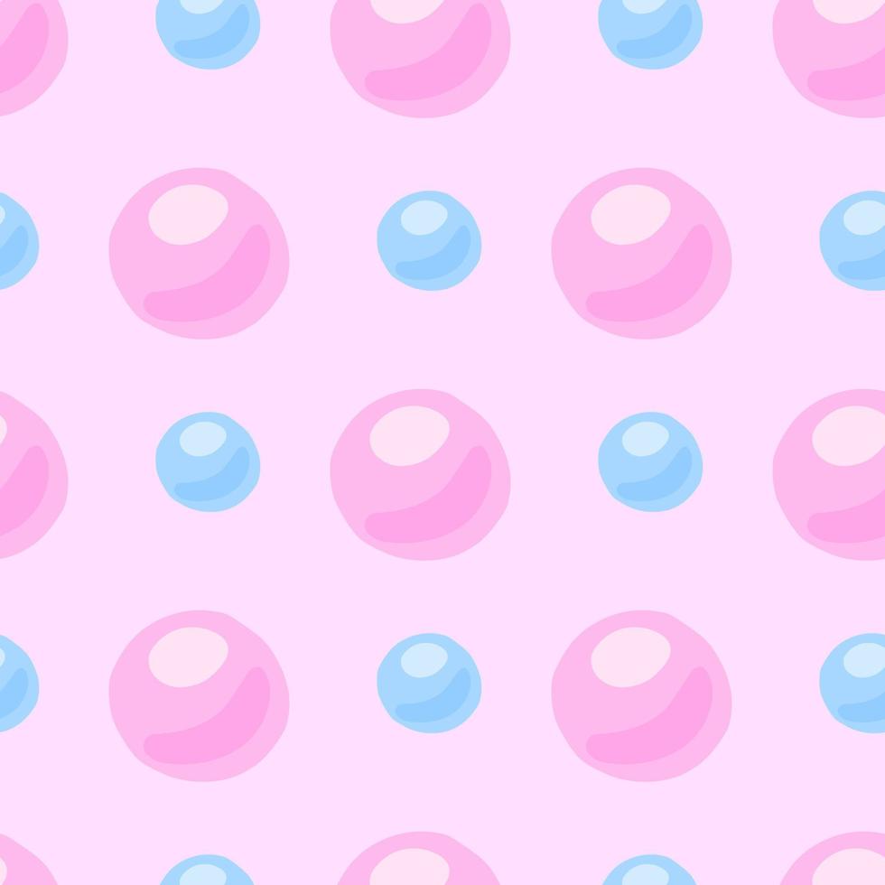 stiliserat sömlöst aquamönster med pärlor. rosa och blå pastellfärgade cirklar på ljusgul bakgrund. vektor