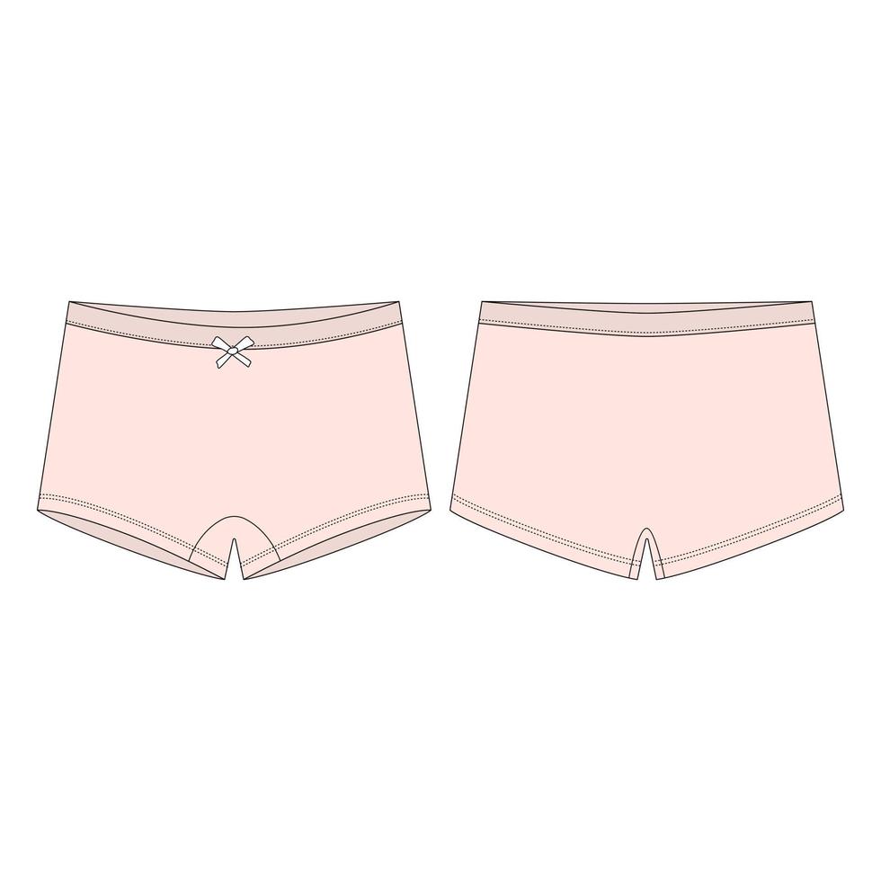 Unterhosen für Kinder. Mini-Shorts in hellrosa Farbe auf weißem Hintergrund. Frauen Höschen vektor