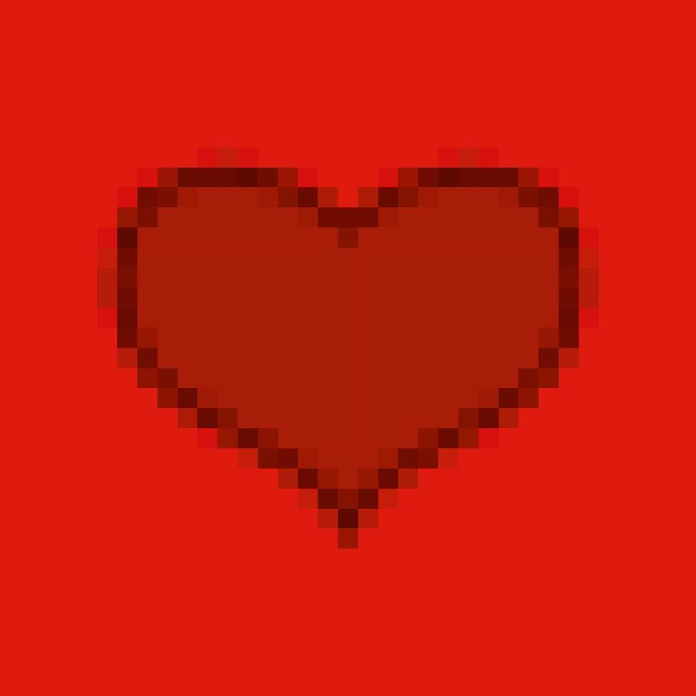 rotes Herz im Pixel-Art-Stil. 8-Bit-Symbol vektor