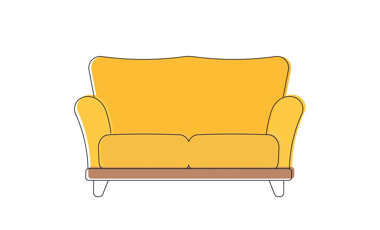 gul soffa i linjekonststil. ikonen isolerad på vit bakgrund. vektor. vektor