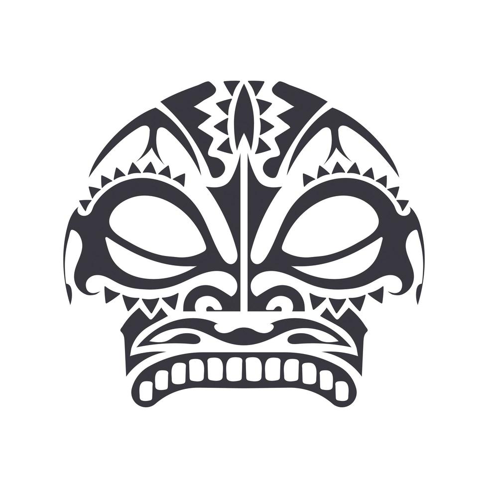 polynesisches Maori-Gesichtstätowierungs-Vektormuster, hawaiianischer Mann oder Frau Stammes-Design. hawaiianisches geometrisches gesicht schwarz und weiß vektor