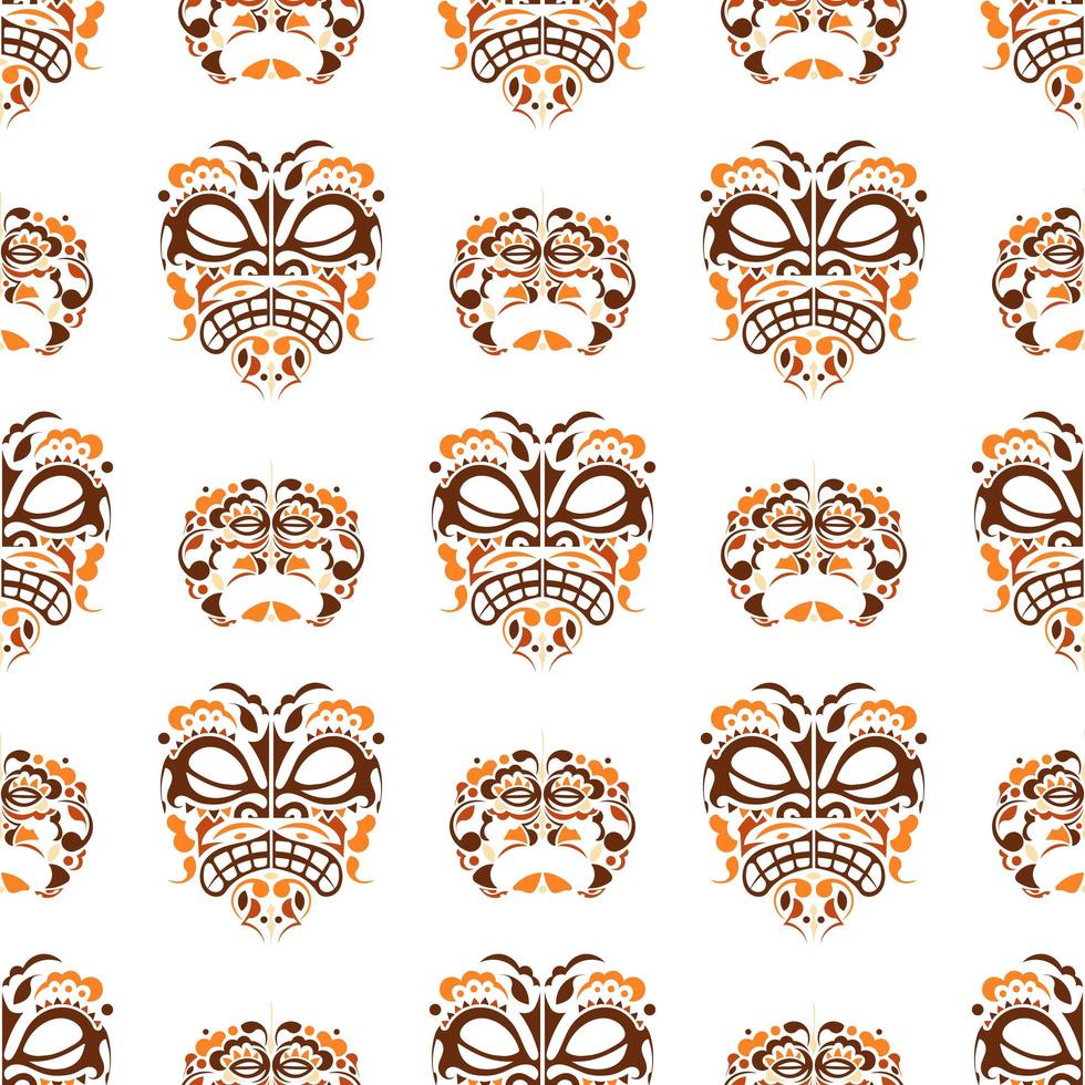 Nahtloses Vektormuster mit polynesischer Tattoo-Maske für Textilien, Keramik, Stoff, Druck, Karten, Verpackung. Vektor-Illustration vektor