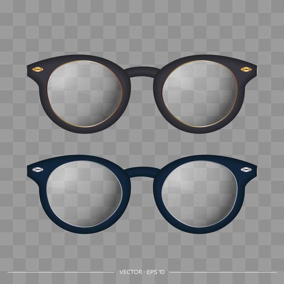 satz realistischer sonnenbrillen. Brille mit transparenten Gläsern. Vektor. vektor
