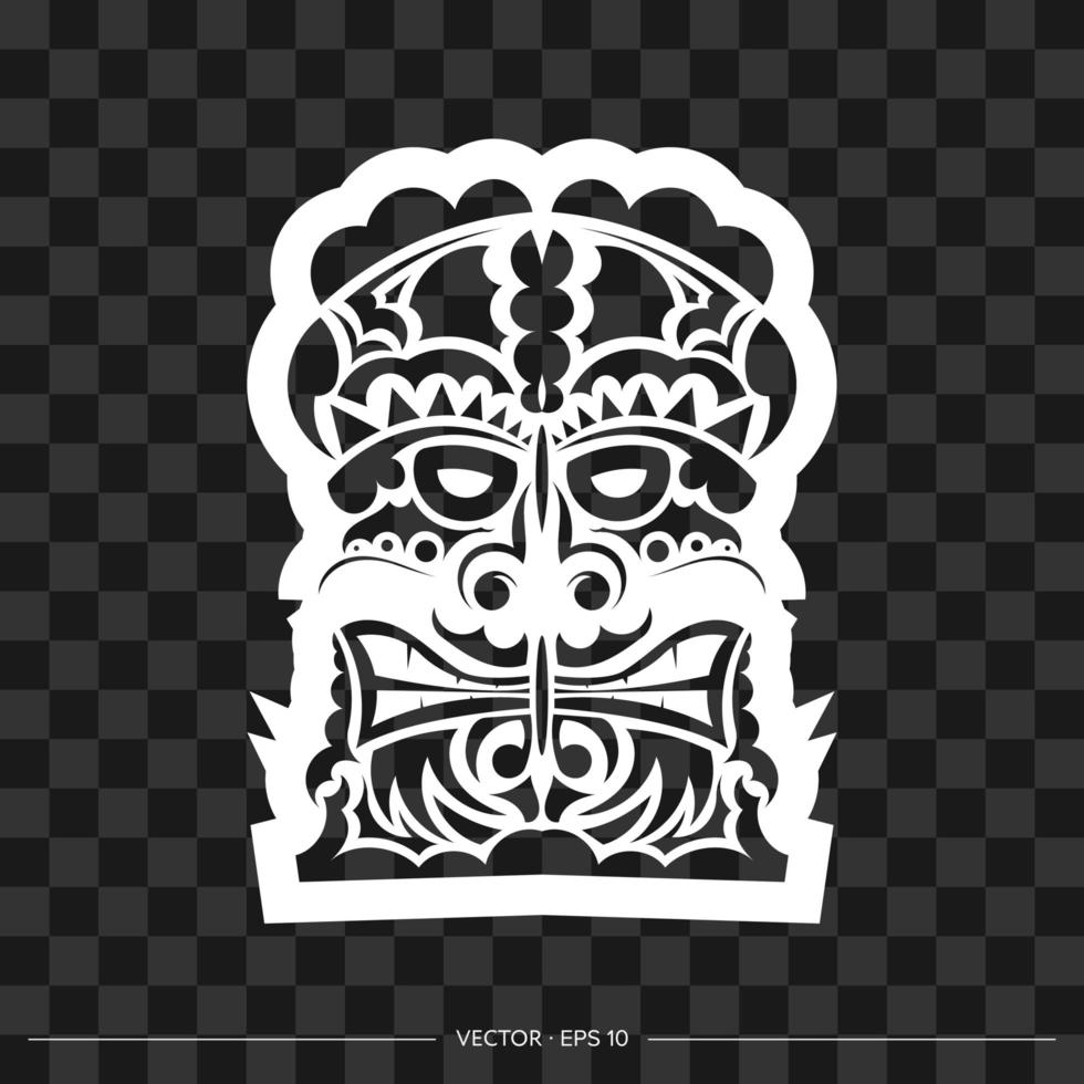 polynesisk mask från mönster. konturen av en krigares ansikte eller mask. polynesiska, hawaiiska eller maorimönster. mall för tryck, t-shirt eller tatuering. vektor illustration.