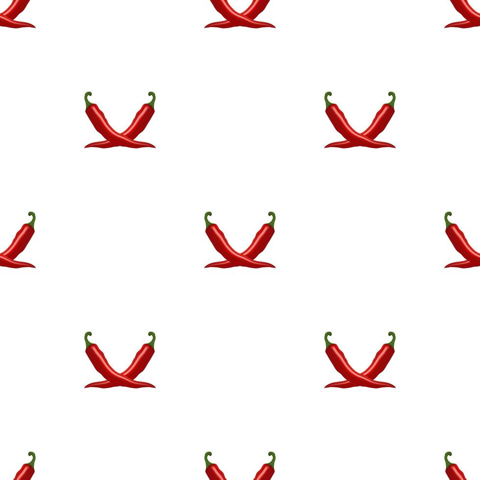 chilipeppar seamless mönster. röd het paprika på en vit bakgrund vektor