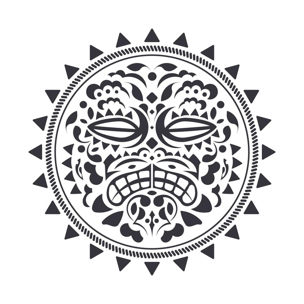 tatueringar i hawaiisk eller polynesisk stil. gudarnas mask. traditionell tribal prydnad. handgjorda. vektor illustration.