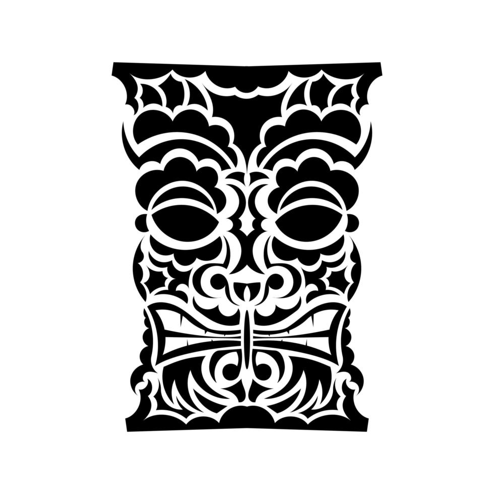 tatueringsmask i polynesisk stil. maori ansikte. hawaiiska stammönster. isolerat. vektor illustration.