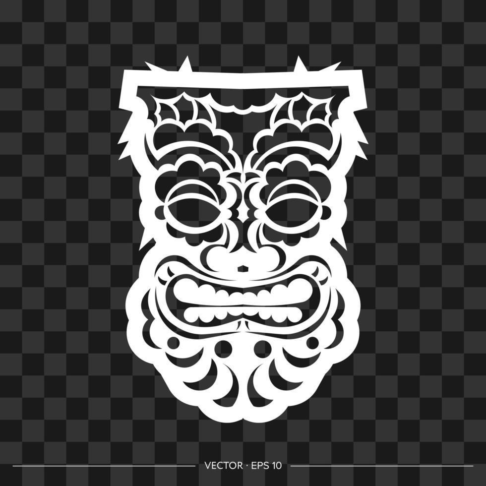 Totem in Form eines Gesichts aus Mustern. die Kontur des Gesichts oder der Maske eines Kriegers. polynesische, hawaiianische oder Maori-Muster. für T-Shirts, Drucke und Tattoos. Vektor-Illustration. vektor