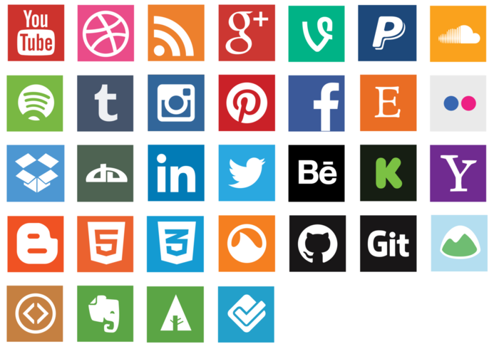 Platt Social Media Ikon Vector Pack