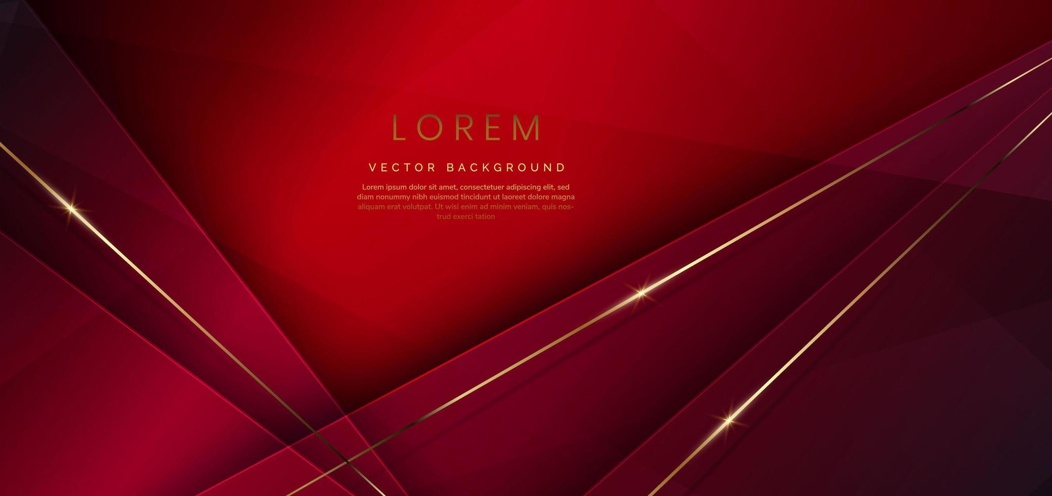 abstrakte vorlage roter eleganter geometrischer diagonaler hintergrund mit goldener linie. Luxus-Stil. vektor
