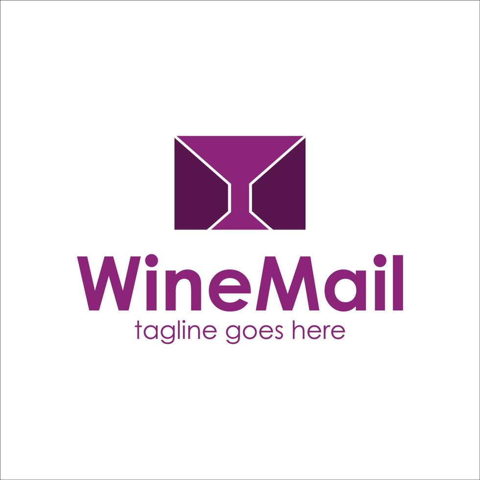 Weinpost-Logo-Design-Vorlage mit Glas einfach und einzigartig. perfekt für business, firma, mobil etc. vektor