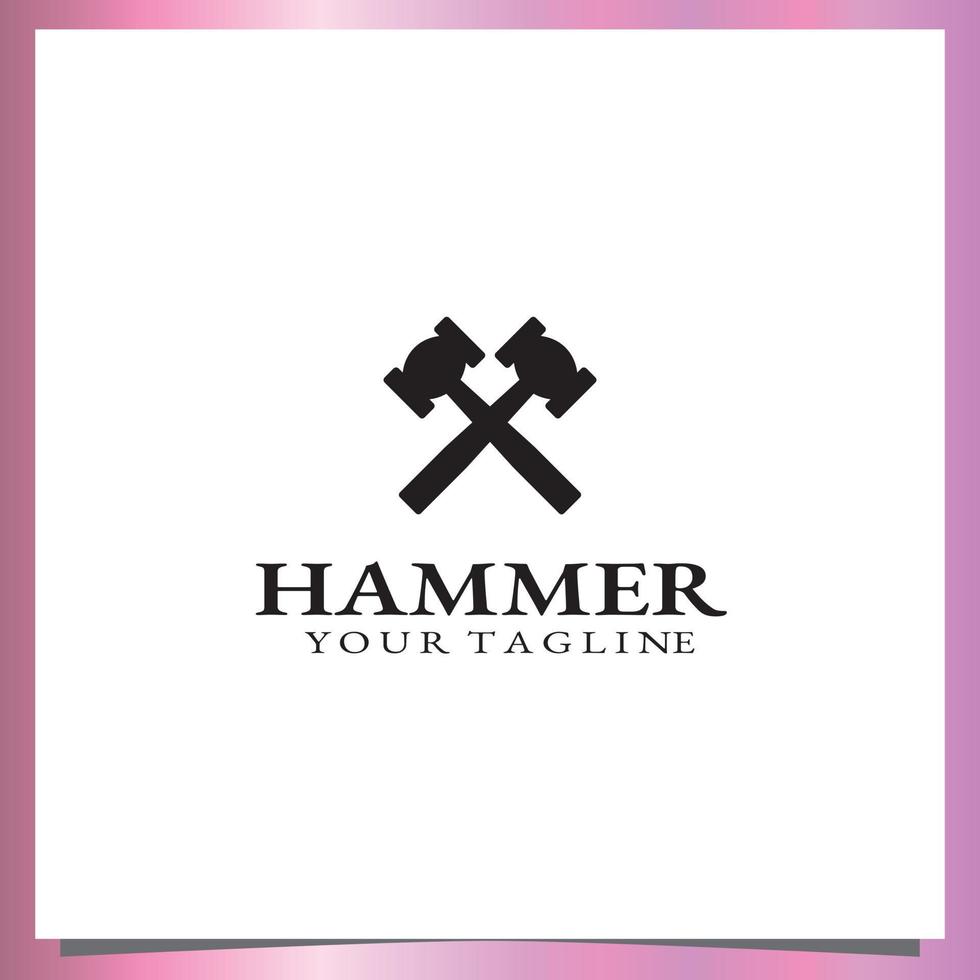 Flaches schwarzes Hammer-Logo Premium eleganter Vorlagenvektor eps 10 vektor