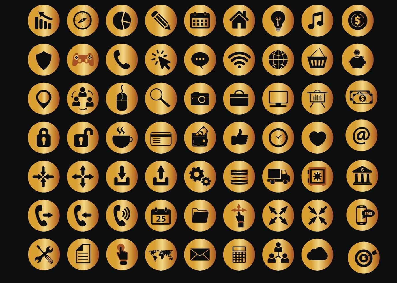 App-Symbole setzen Gold vektor