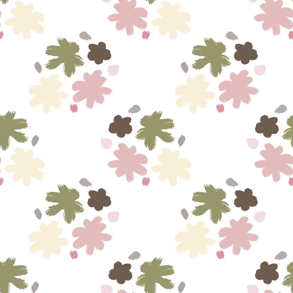 isolerade sömlösa doodle mönster med blomknoppar element print. grått och lila blommönster. natur bakgrund. vektor