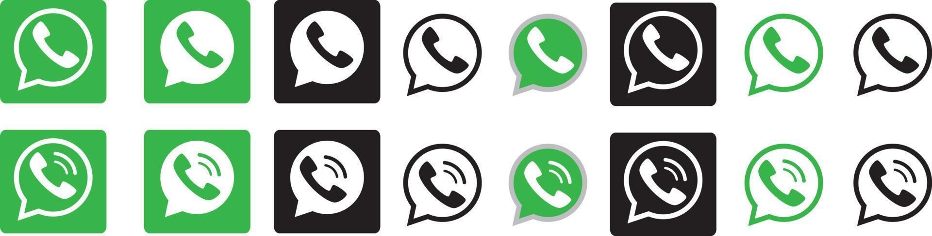 whatsapp logotyp set. whatsapp uppsättning logotyper för sociala medier. vektor modern telefonikon i bubbeltal