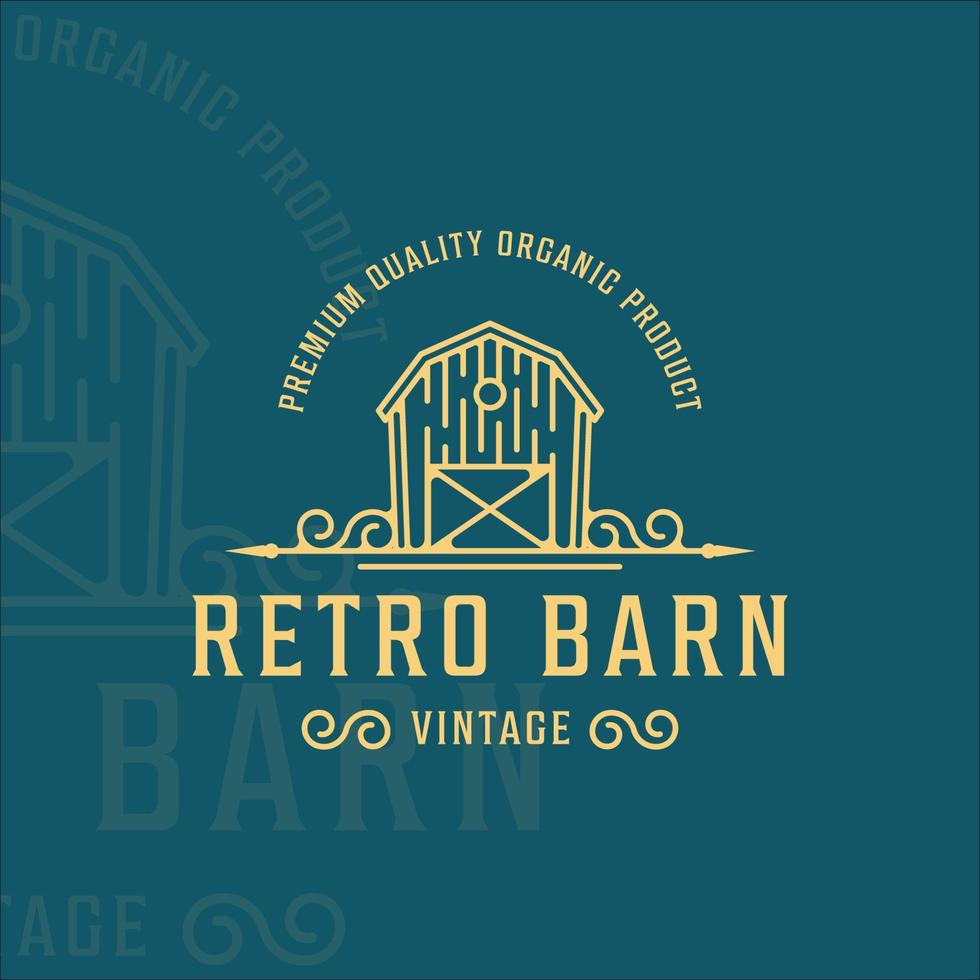 Retro Scheune Logo Linie Kunst Vektor Illustration Vorlage Symbol Grafikdesign. Bauernhaus Vieh Zeichen oder Symbol für professionelle Landwirte und Unternehmen mit Vintage-Typografie-Stil