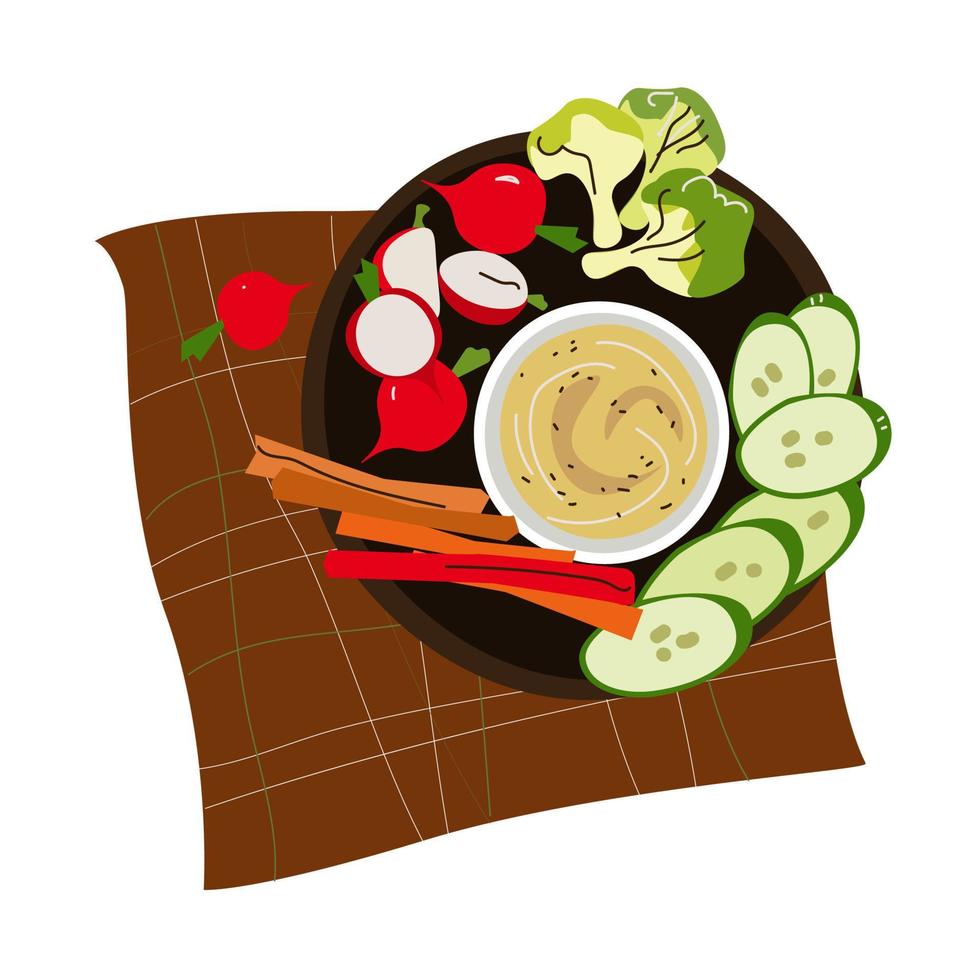 hummuskochen und zutaten für hummus, handgezeichnete vektorillustration. vektor