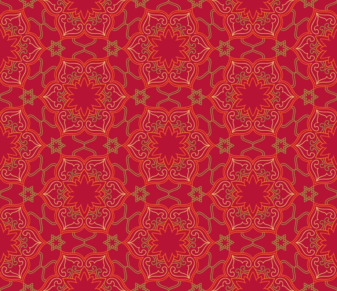 abstrakt fraktal eamless mönster. arabisk linje prydnad med stjärnblommiga mandala former. vektor