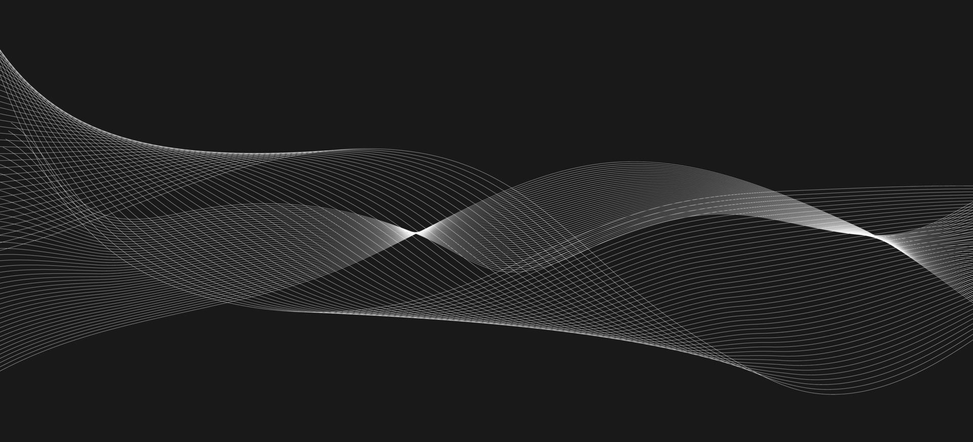 vit ljudvåg på mörkgrå bakgrund. ljudlinjeblandningselement. abstrakt vågform med countour vektor