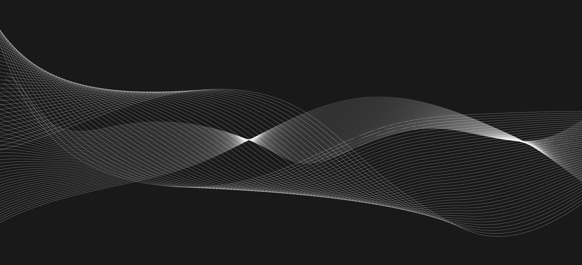 weiße Schallwelle auf dunkelgrauem Hintergrund. Audio-Line-Mischelement. abstrakte wellenform mit kontur vektor