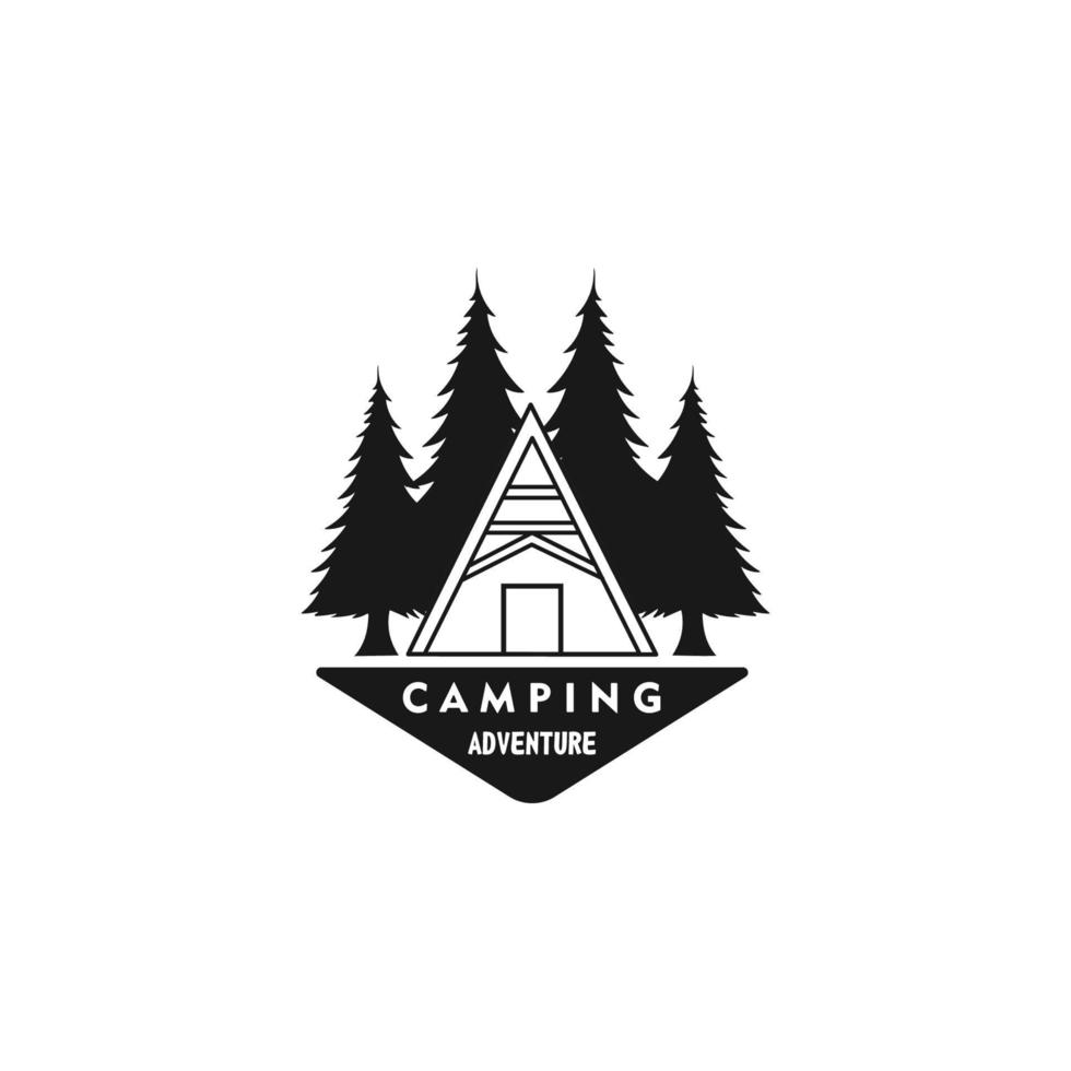 camping vintage logotyp illustration vektor malldesign