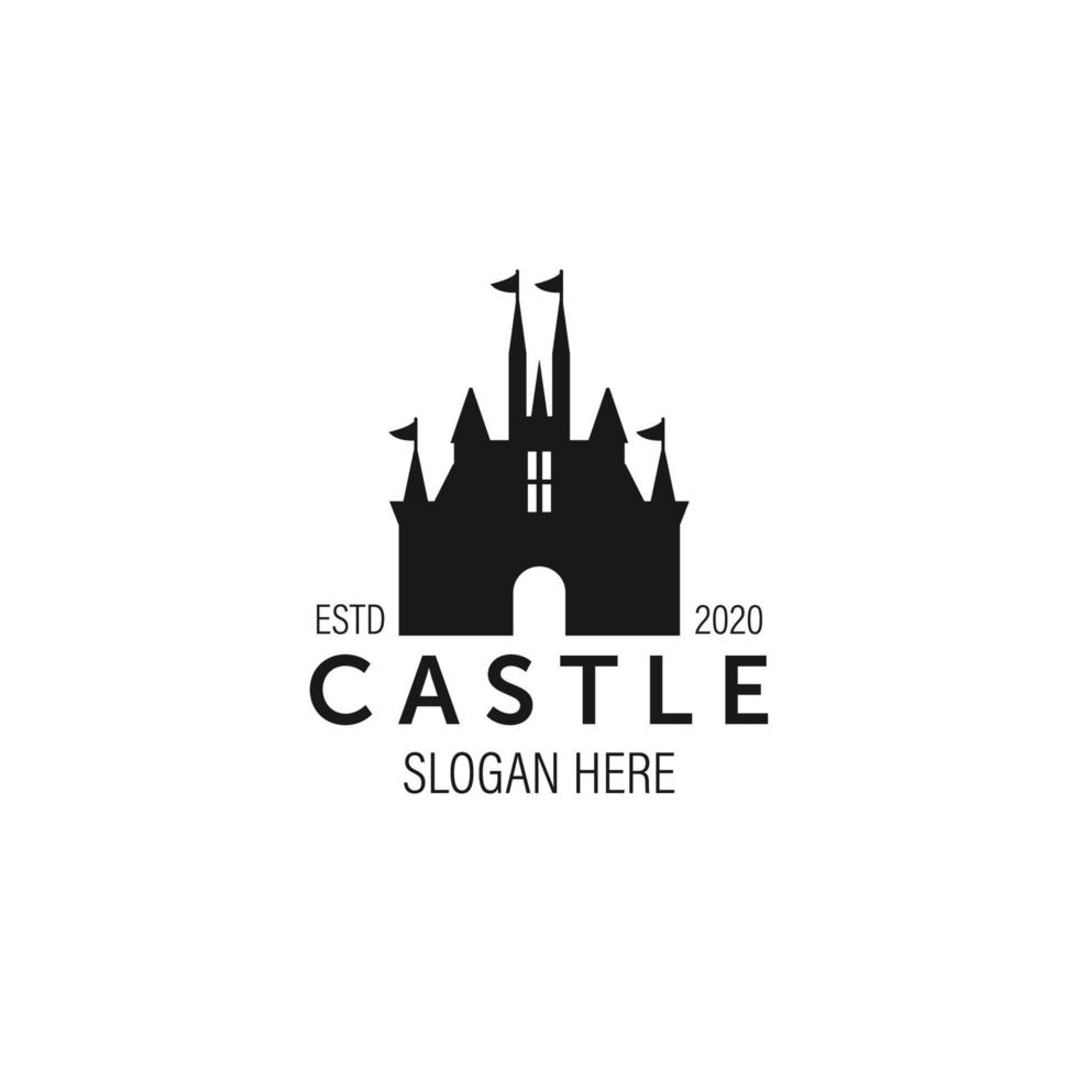 Schloss-Silhouette-Logo-Illustration-Vektor-Template-Design vektor