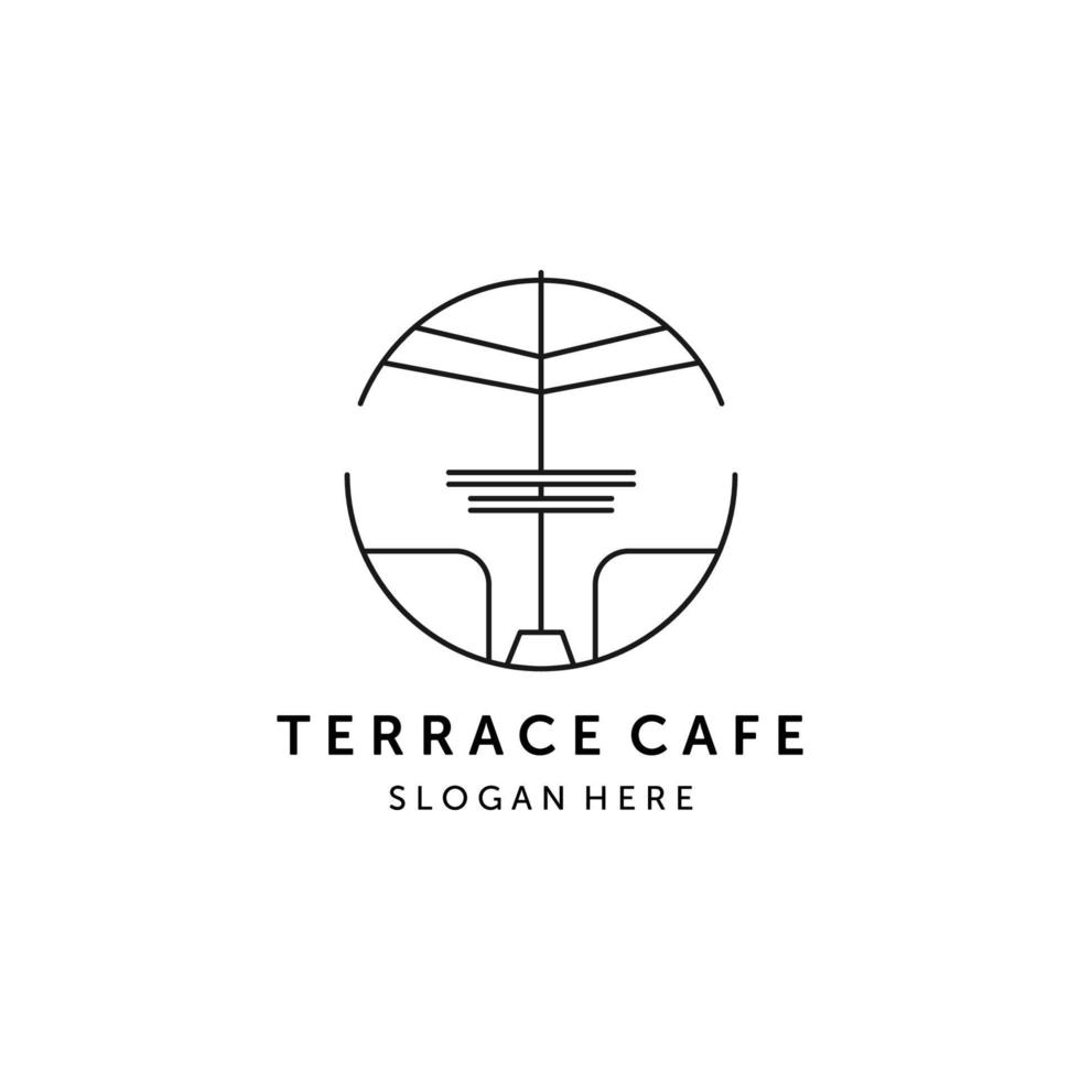 terrassencafé linie kunst logo vektor illustration vorlage design