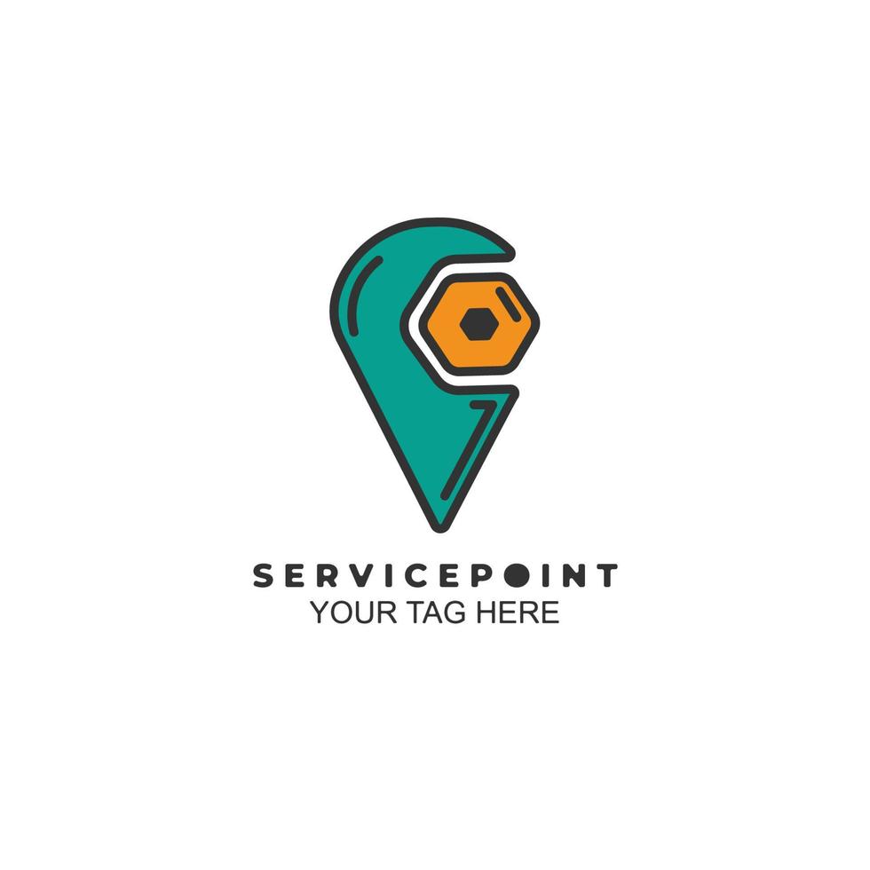 Service Point Logo Farblinie Kunst Illustration Vektor Template Design
