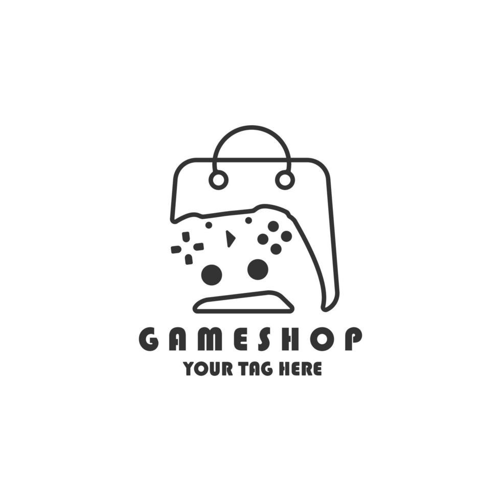 Game Shop Logo Strichzeichnungen Vektor-Illustration Template-Design vektor