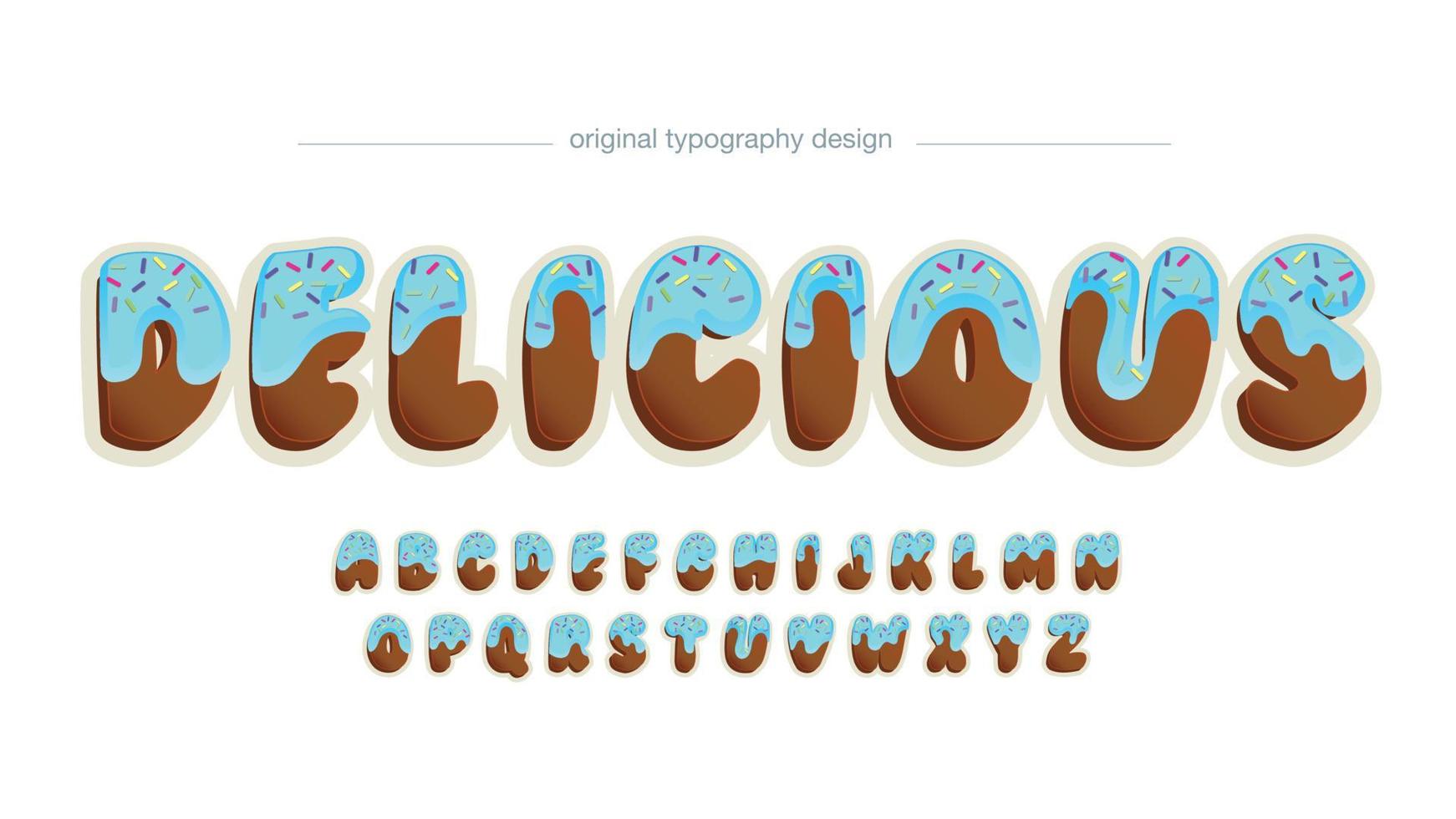 Blaue Frost-Cupcake-Schokoladen-Cartoon-Typografie vektor