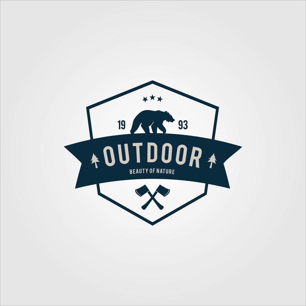 einfaches Logo-Camping-Abenteuer in Bergen und Natur. vektor