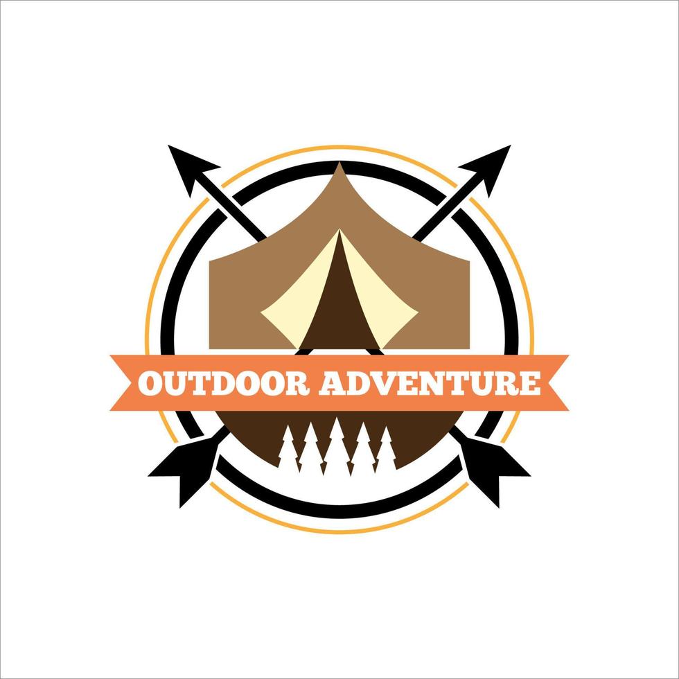 enkla friluftsäventyr och expeditioner med logotyp i berg, skog och natur vektor
