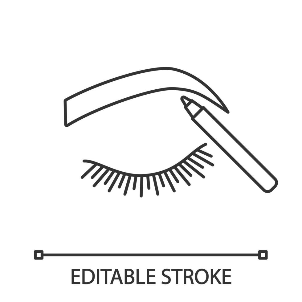 Augenbrauen, die lineares Symbol formen. dünne Liniendarstellung. Schminkstift. Augenbrauen Make-up. Brauen konturieren. Augenbrauenstift. Kontursymbol. Vektor isoliert Umrisszeichnung. editierbarer Strich