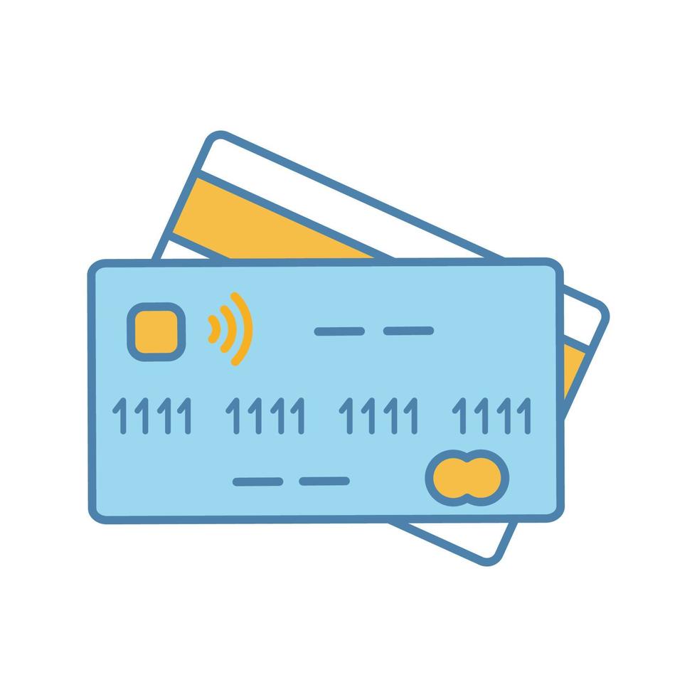 nfc kreditkort färgikon. kontantlös betalning. e-betalning. isolerade vektor illustration