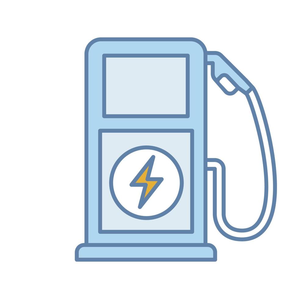 färgikon för laddstation för elfordon. elbilstjänst. bilavgift. elektrisk laddningspunkt. isolerade vektor illustration