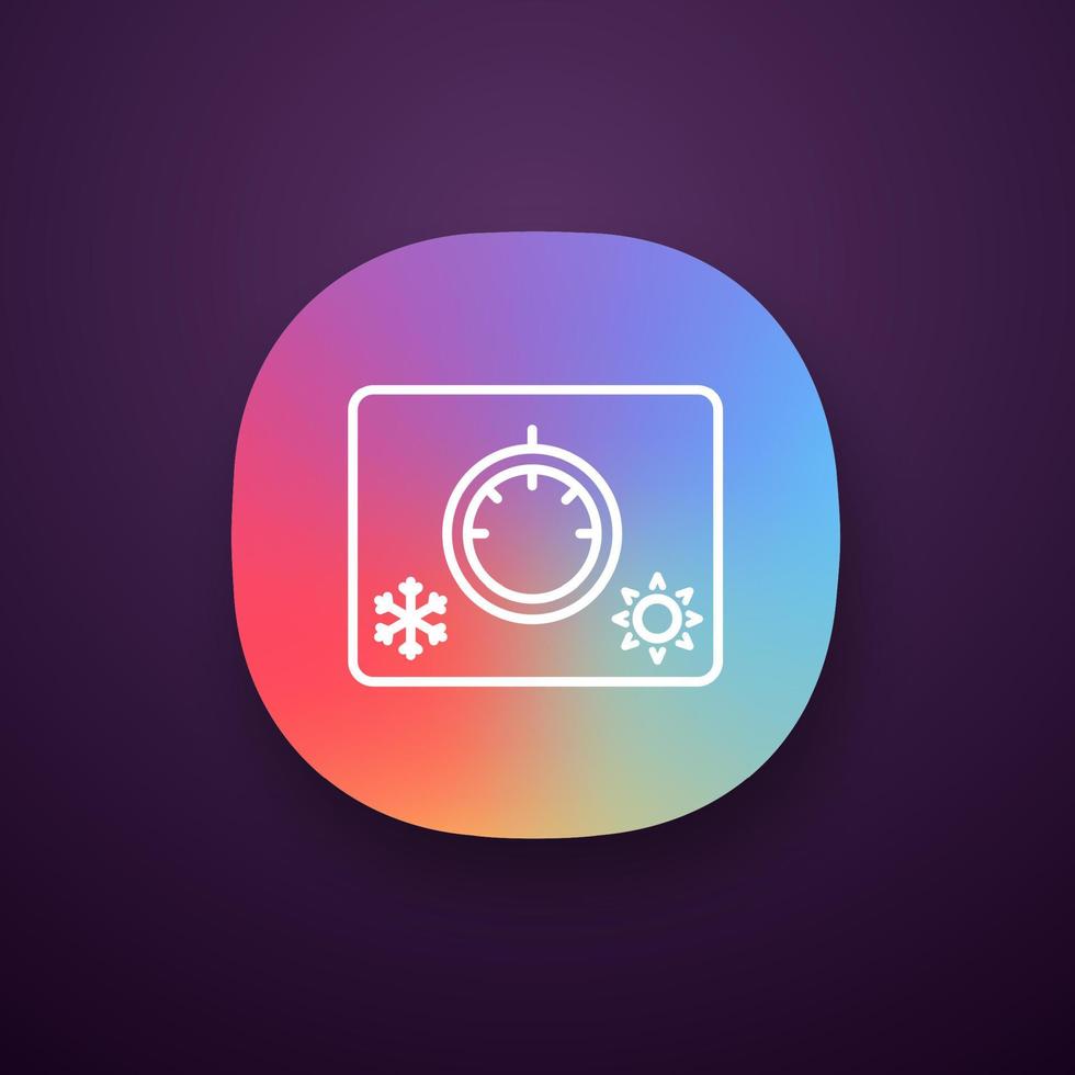 klimatkontrollknapp appikon. biltemperaturreglering. termostat. ui ux användargränssnitt. webb- eller mobilapplikation. vektor isolerade illustration