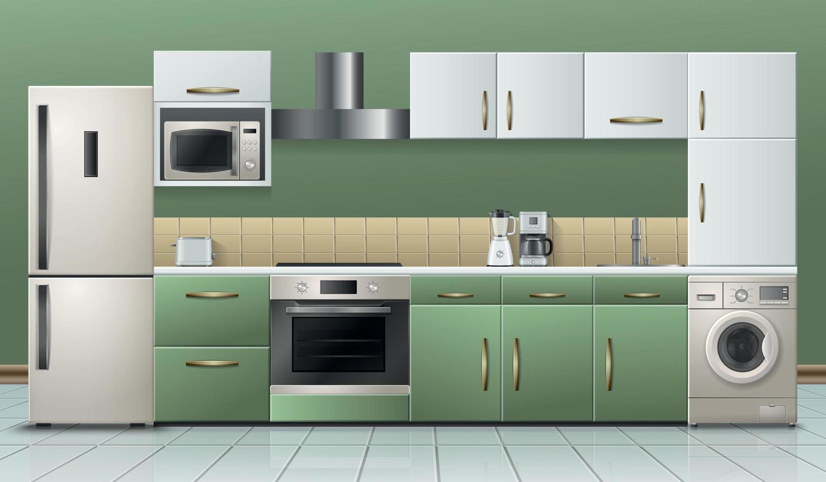 hushållsapparater realistiska kök vektor