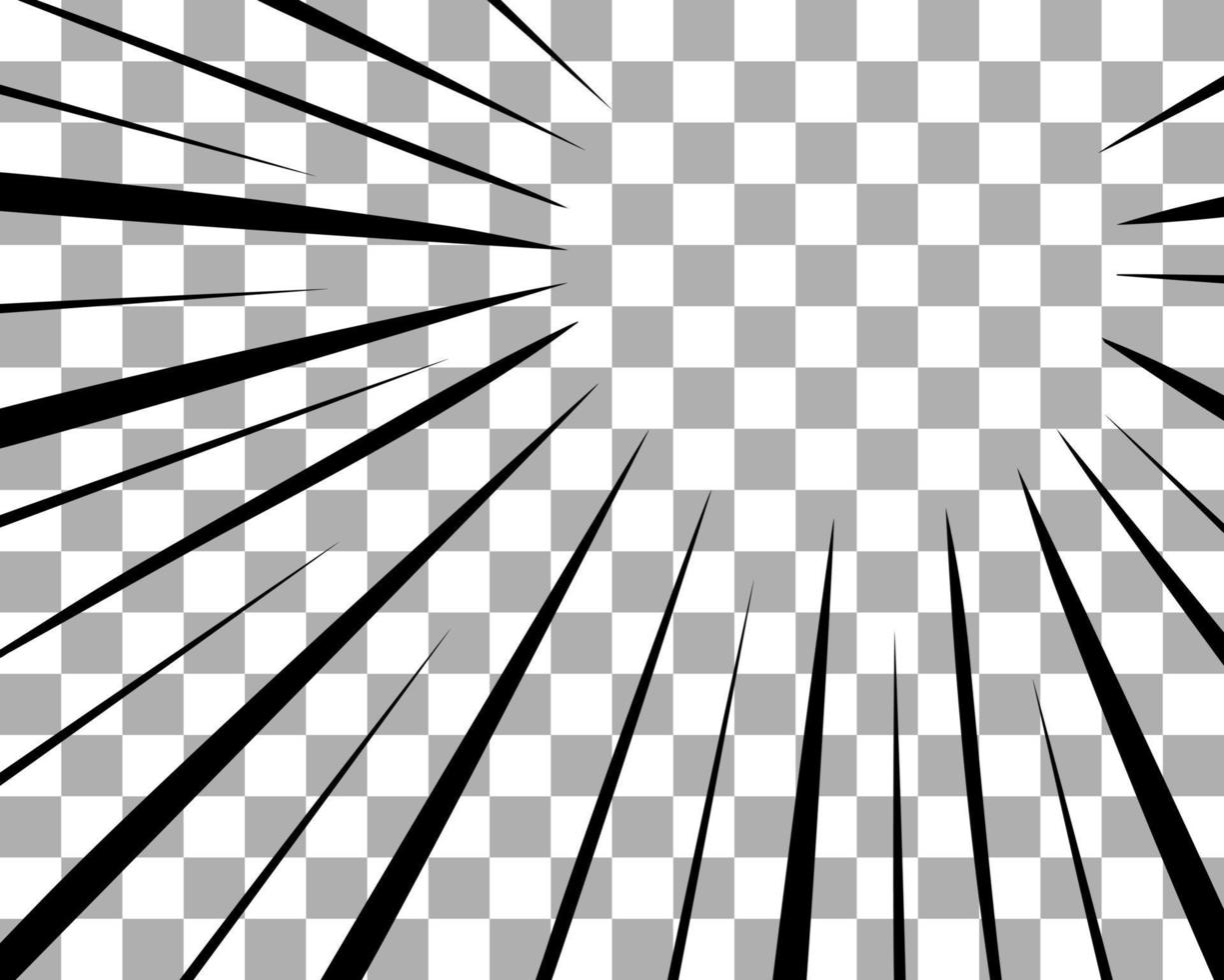 Skizzieren Sie Manga-Effekte auf transparentem Hintergrund. schwarze rechte obere Ecklinien spritzen Textur für Comics. vektor