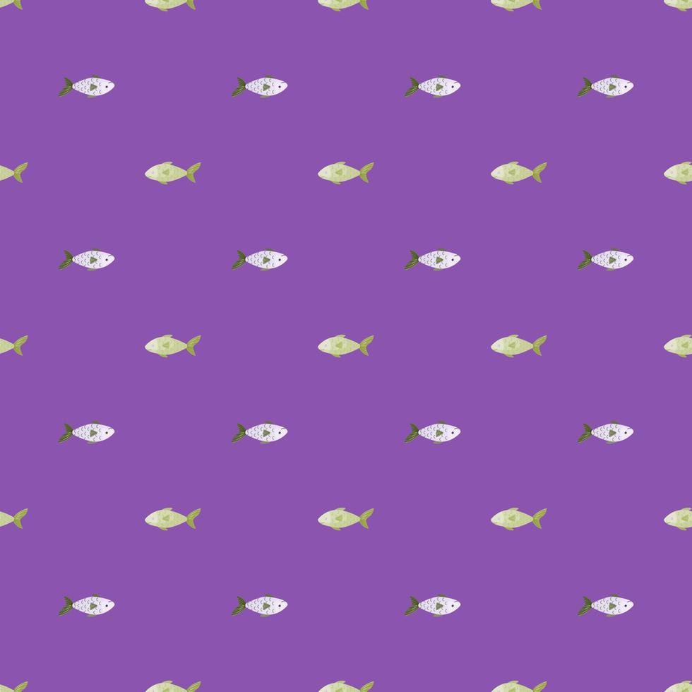 seamless mönster fisk på ljus violett bakgrund. abstrakt prydnad med havsdjur. vektor