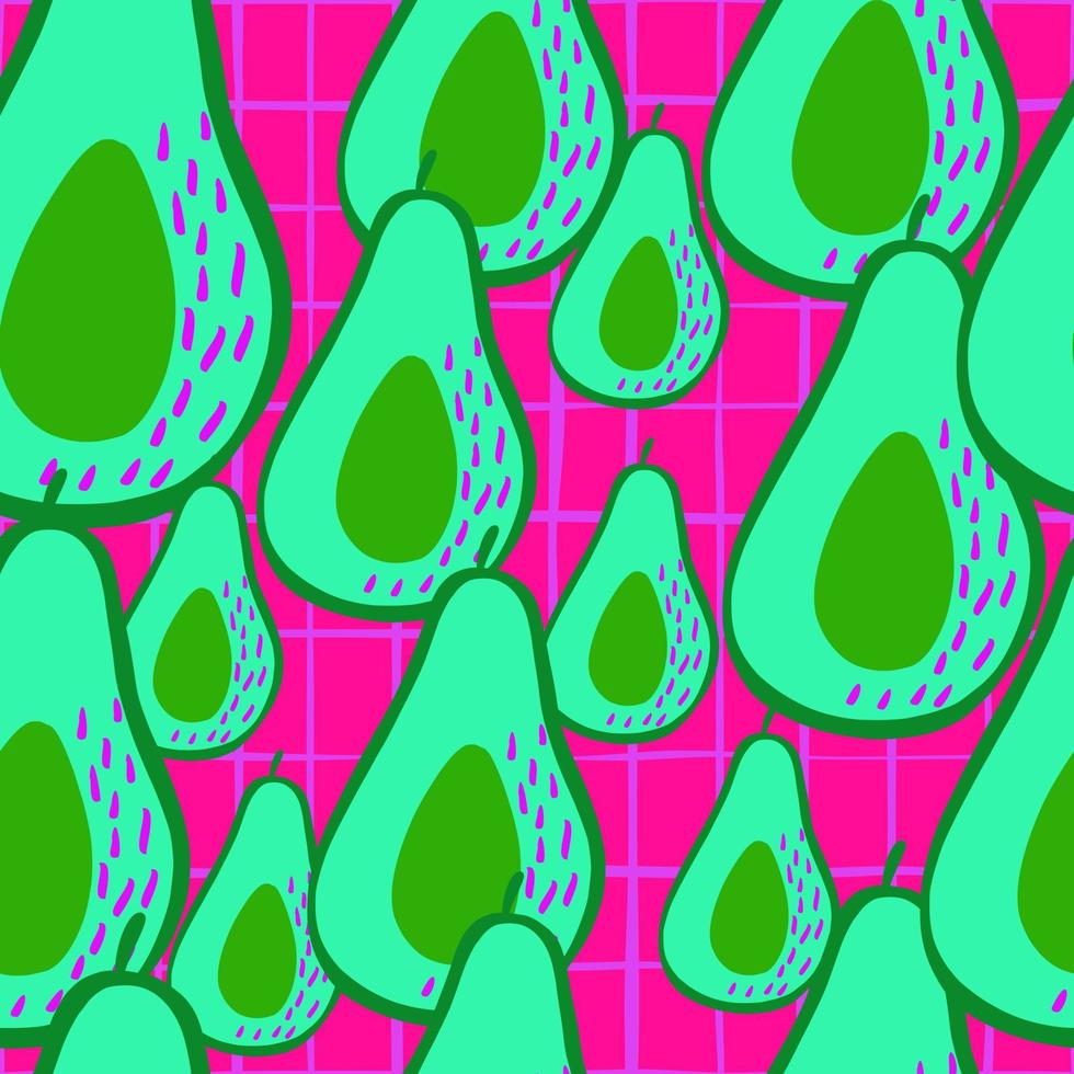 Doodle Avocado Musterdesign. hand gezeichneter botanischer hintergrund. vektor