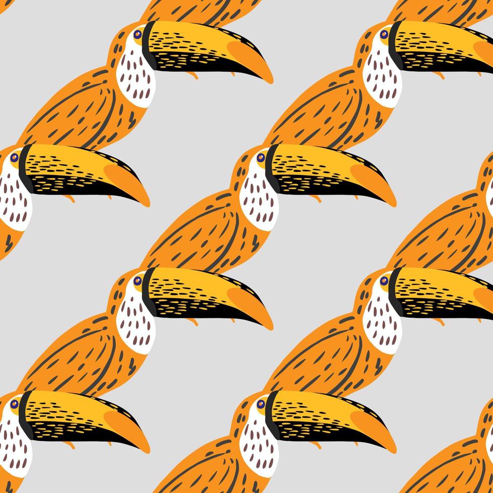 orange ljusa tukan former sömlösa mönster i handritad stil. ljusgrå bakgrund. vektor