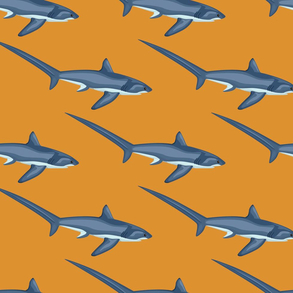 tröskar haj seamless mönster i skandinavisk stil. marina djur bakgrund. vektor illustration för barn rolig textil.