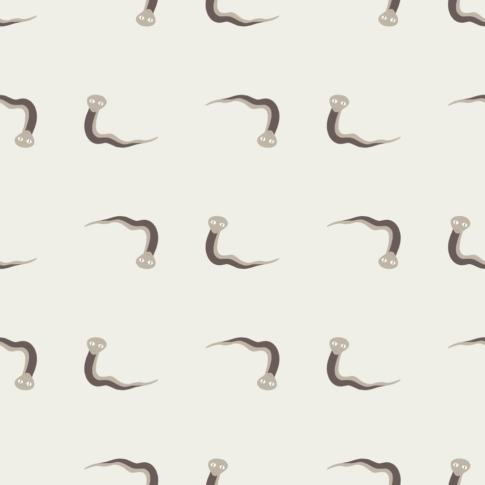 scrapbook djur seamless mönster med doodle ormar prydnad. ljusgrå bakgrund. naturtryck. vektor