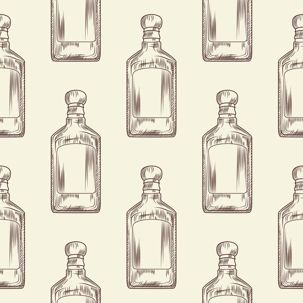 tequila-flasche nahtloses muster. traditionelle mexikanische tapete für alkoholische getränke. vektor