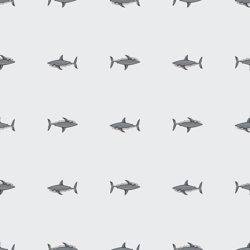 Nahtloser Musterhai auf hellgrauem Hintergrund. Textur von Meeresfischen für jeden Zweck. vektor