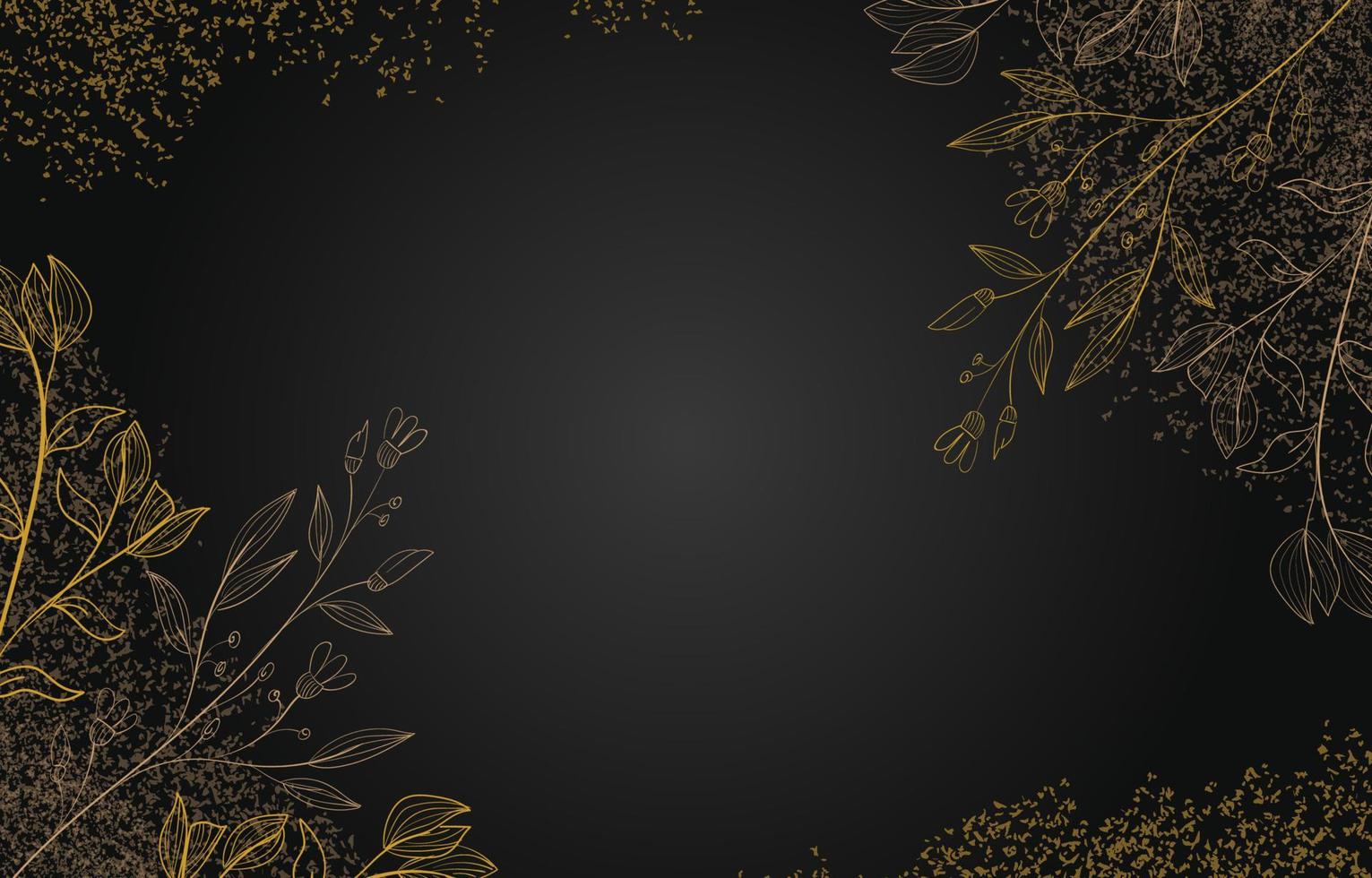 luxus schwarz-goldener blumenlinienhintergrund vektor