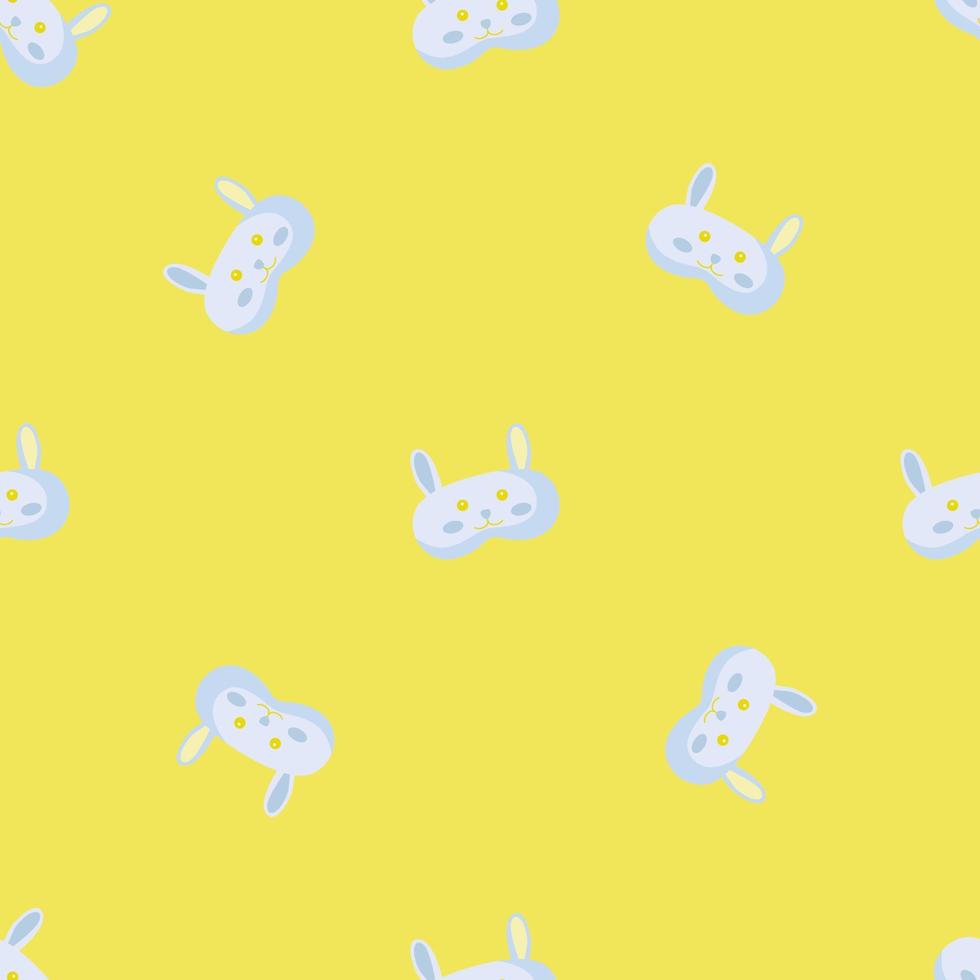 Kaninchen hellblaue Farbe geometrisches nahtloses Muster auf gelbem Hintergrund. kindergrafikdesignelement für verschiedene zwecke. vektor