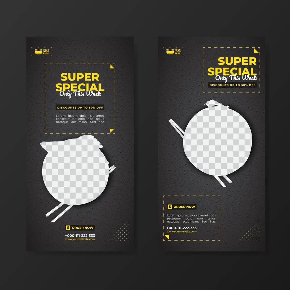 super speciell mat meny marknadsföring banner mall och text effekt vektor